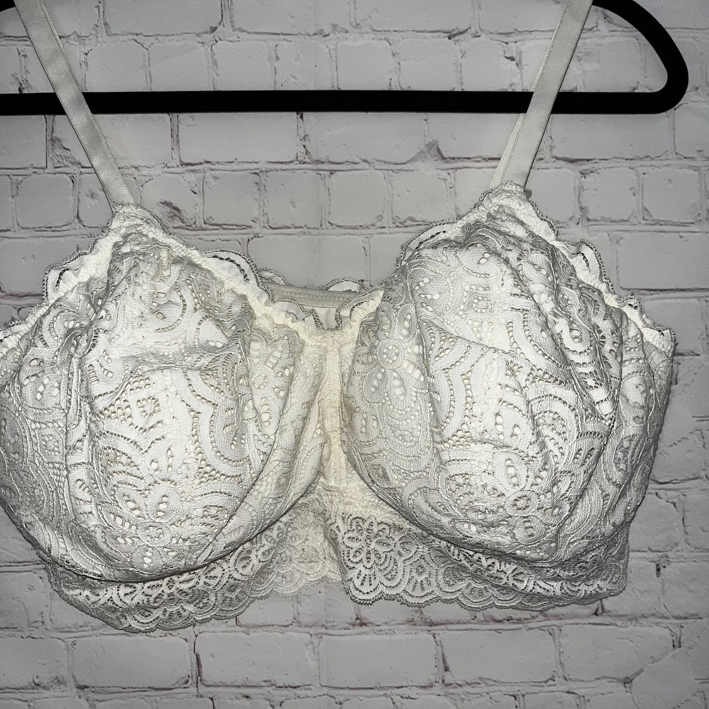 NWOT Aerie Lace Trim Bralette White Full Coverage Comfort Lounge Bra Size XXL - Picture 2 of 5